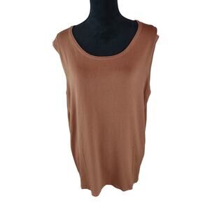 GEORGE Women's Sleeveless Top 3X Brown Rayon Nylon Summer Casual